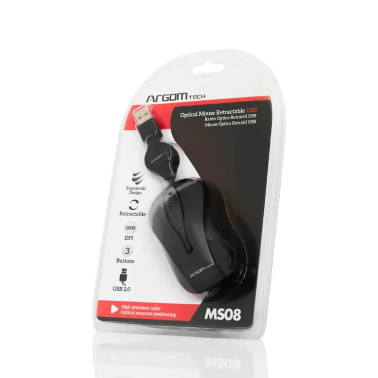 Mouse Argom Tech - Optical Retractable / USB / Black – imagen 2