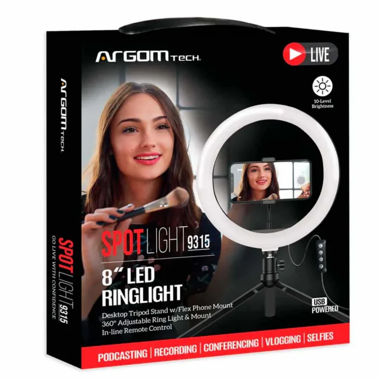 Aro de luz LED Argom Tech SpotLight 9315 de 8” con mini trípode - ARG-LP-9315BK – imagen 3