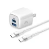 Cargador Argom Tech Carga rápida / Doble Puerto Cable Tipo-C de 1.8m / ARG-AC-0155WT