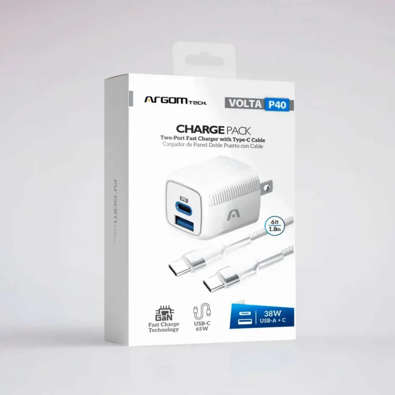 Cargador Argom Tech Carga rápida / Doble Puerto Cable Tipo-C de 1.8m / ARG-AC-0155WT – imagen 4