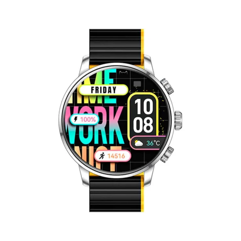 Smartwatch Kieslect Calling Watch Kr2 – Acero inoxidable / Correas Color Black/Black+Yellow