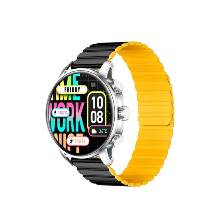 Smartwatch Kieslect Calling Watch Kr2 – Acero inoxidable / Correas Color Black/Black+Yellow – imagen 2