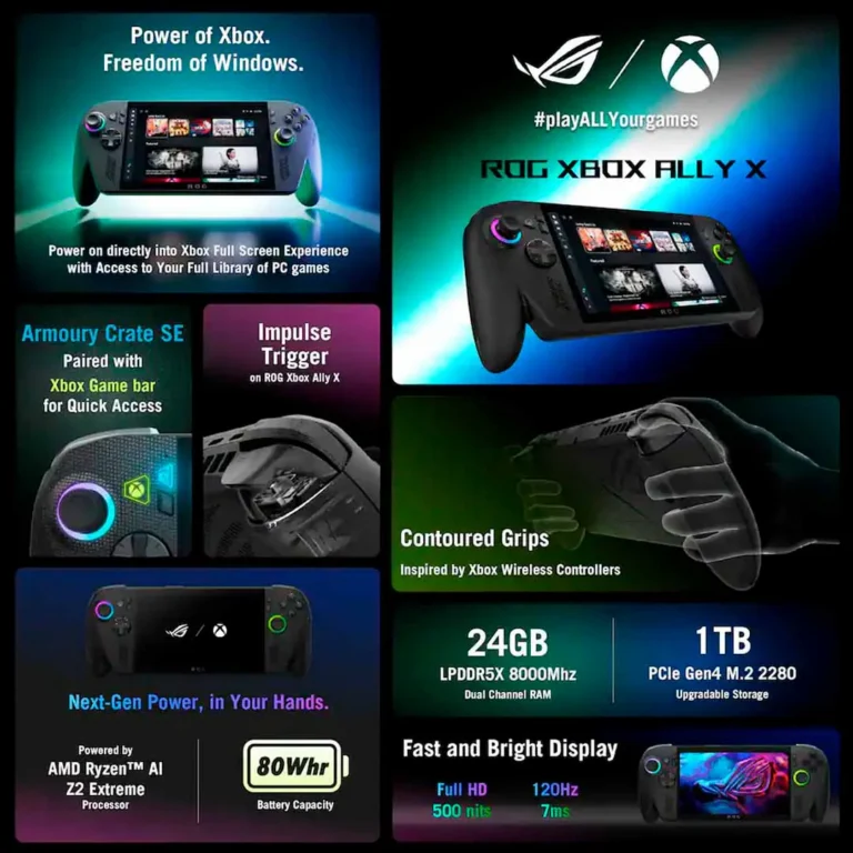 Cónsola ASUS ROG Xbox Ally X – 7” / AMD Ryzen AI Z2 Extreme / 24GB RAM / 1TB SSD / Windows - Suscripción a Xbox Game Pass Premium por 3 meses – imagen 4