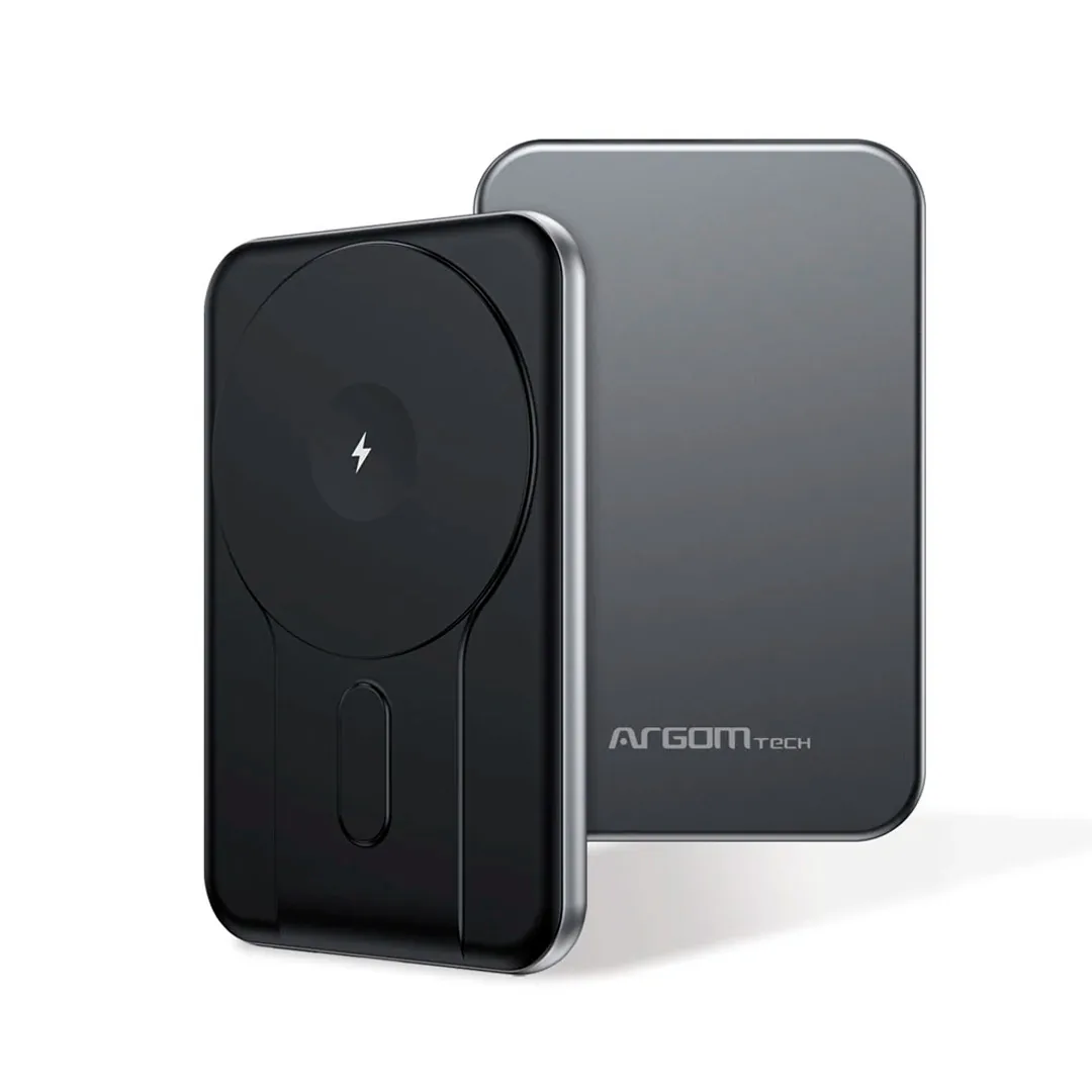 Power Bank Argom Tech MS5 - 5000mAh / Carga Magnética / Aluminio - ARG-PB-1160SL