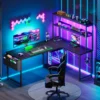 Escritorio en forma de L AODK con archivador y toma de corriente - B0D5BDH5GC – imagen 2