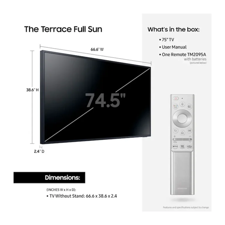 Televisor Samsung 75” Class The Terrace Full Sun / QLED 4K LST9T - QN75LST9TAFXZA – imagen 2