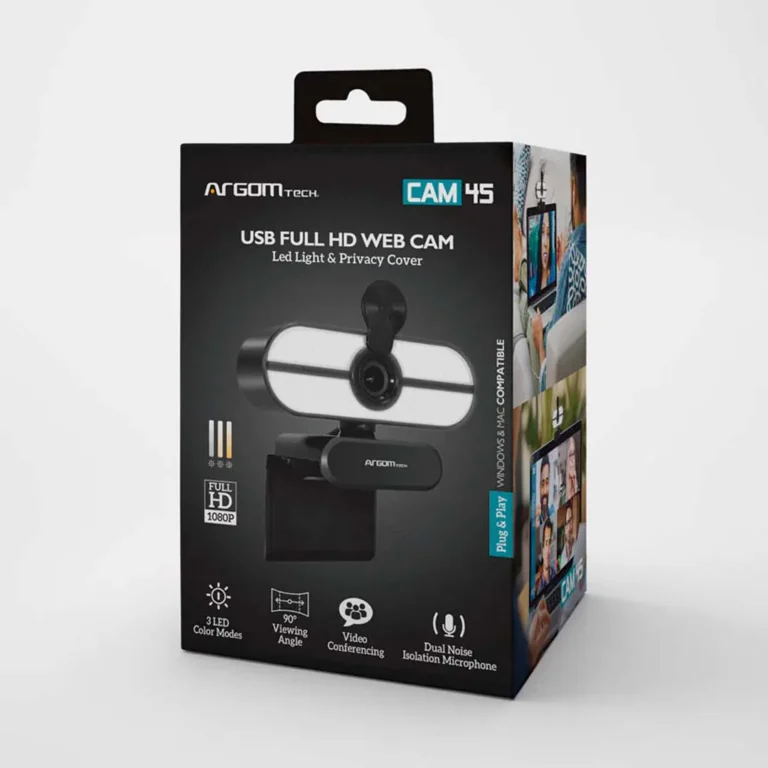 Cámara web Argom Tech Full HD 1080P con micrófono y LED CAM45 ARG-WC-9145BK – imagen 3