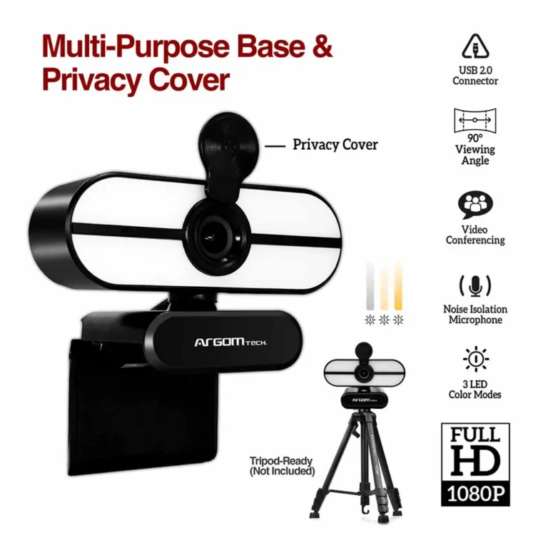 Cámara web Argom Tech Full HD 1080P con micrófono y LED CAM45 ARG-WC-9145BK – imagen 4