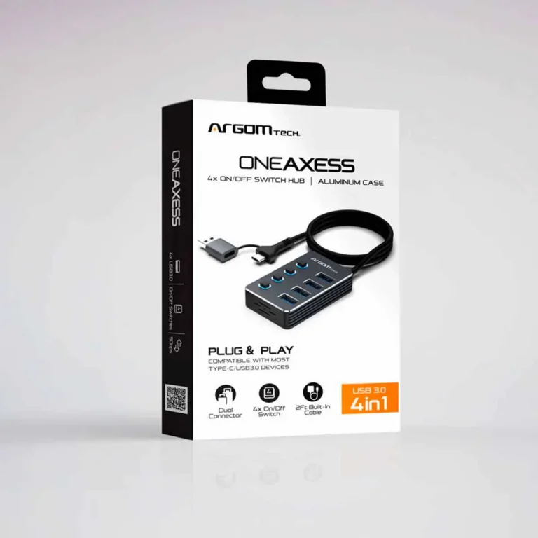 Hub Argom Tech One Axess 2 en 1 Tipo C/USB 3.0 a Puerto USB 3.0 con interruptores ARG-UB-0190 – imagen 4