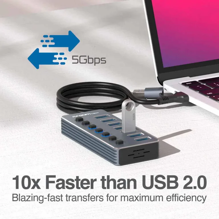 Hub Argom Tech One Axess 2 en 1 con interruptores / de USB-C - USB 3.0 a 7 puertos USB 3.0 ARG-UB-0191 – imagen 2