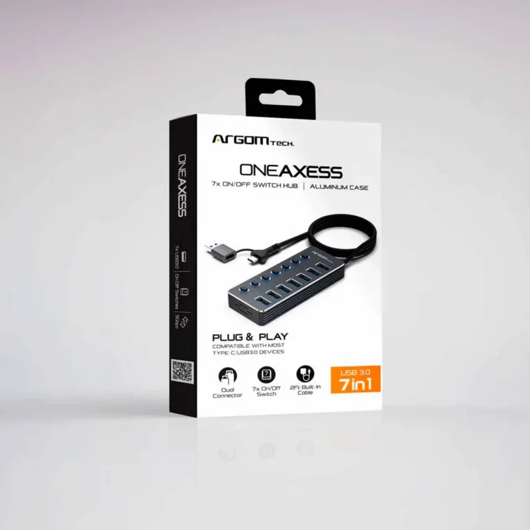 Hub Argom Tech One Axess 2 en 1 con interruptores / de USB-C - USB 3.0 a 7 puertos USB 3.0 ARG-UB-0191 – imagen 3