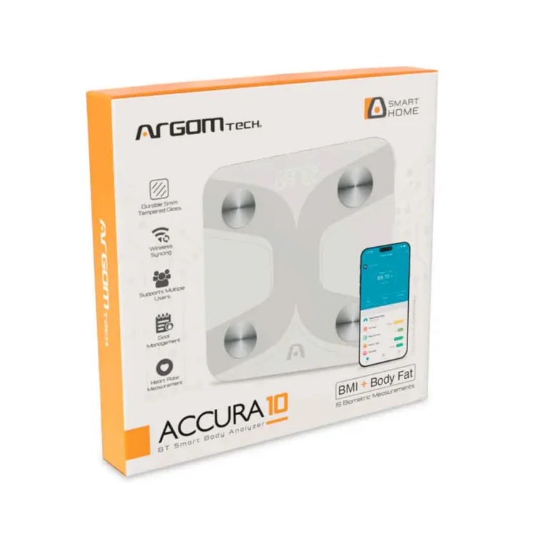 Argom Tech Báscula inteligente Accura 10 BT Smart Body Scale - ARG-SC-8210WT - Blanca – imagen 2