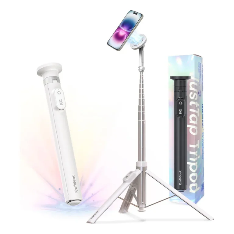Trípode magnético KraftGeek 65" H desplegado JustTap para iPhone – imagen 5