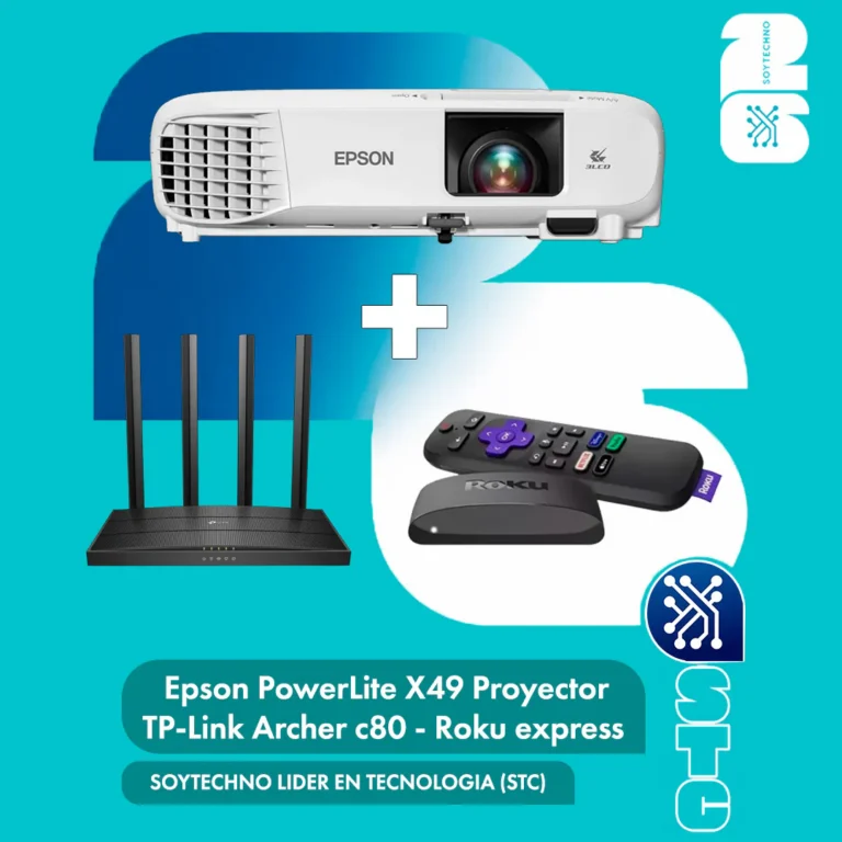 Combo Mundial 2026: Proyector Epson PowerLite X49 + Router TP-Link Archer C80 + Roku Express 4K+