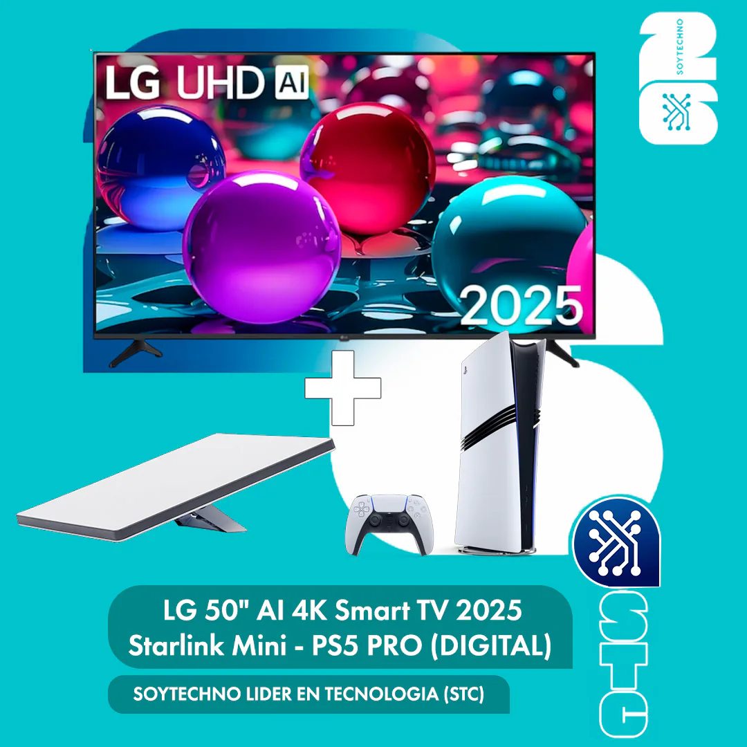 Combo Mundial 2026: Starlink Mini + Televisor LG 50” AI 4K + PlayStation 5 Pro