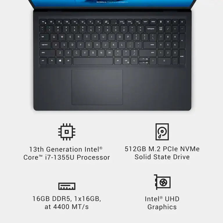 Laptop Dell LDC15250-7427BLK-PUS - Intel Core i7 1355U / 16GB / 512GB SSD / 15.6” / 2K / Pantalla táctil / US / W11 – imagen 4