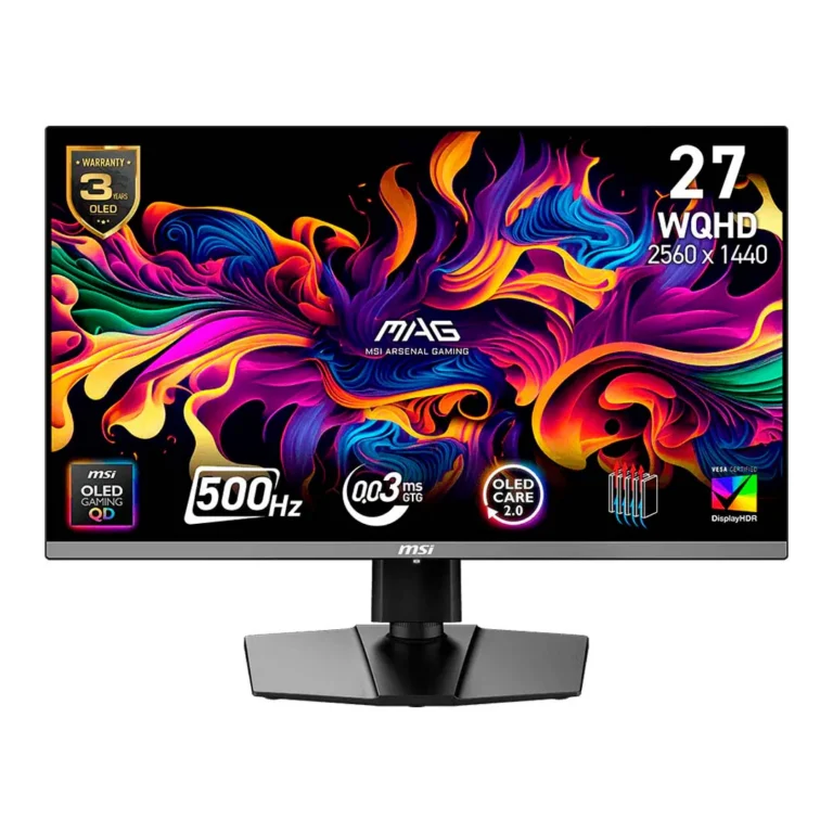 Monitor MSI MAG 272QP QD-OLED X50 – 27” / WQHD / 2560x1440 píxeles / 500Hz / 0.03ms