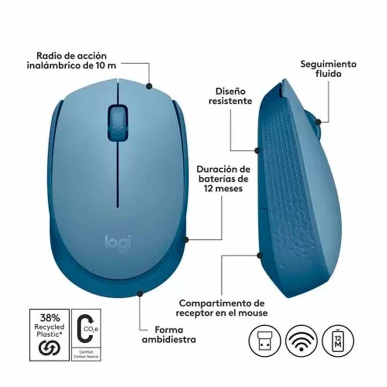 Mouse inalámbrico Logitech M170 910-006863 Blue/Gray – imagen 2